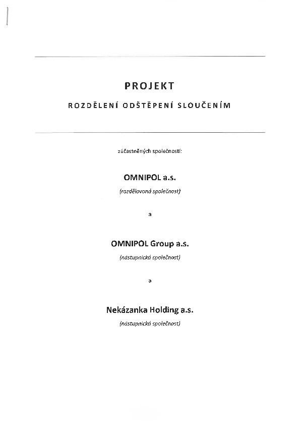Projekt rozdělení odštěpení sloučením